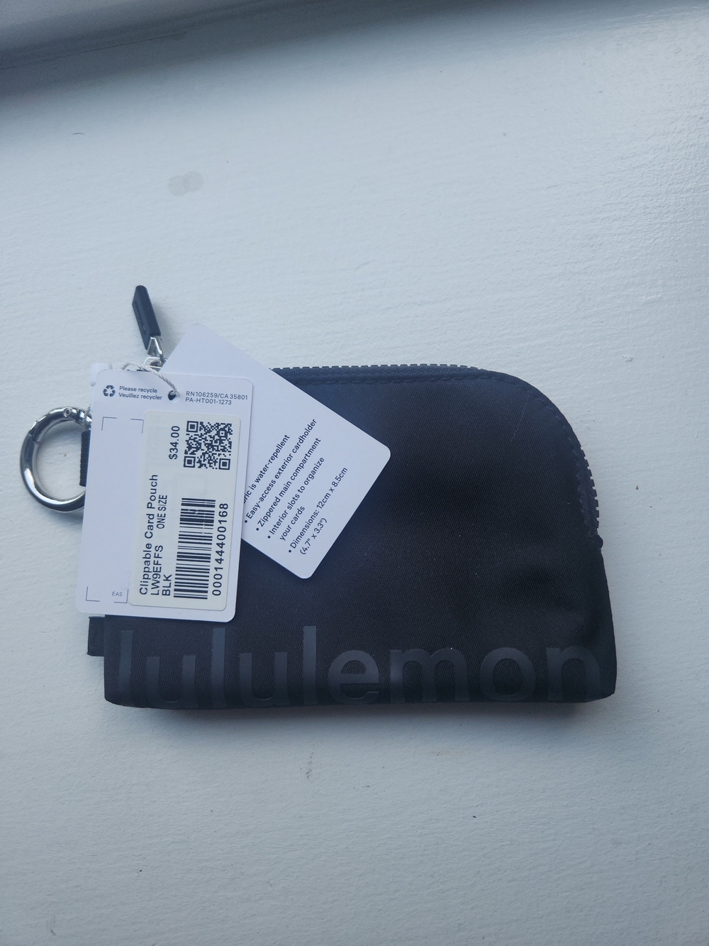 Lululemon Athletica Black Zip Card Pouch with Key Ring